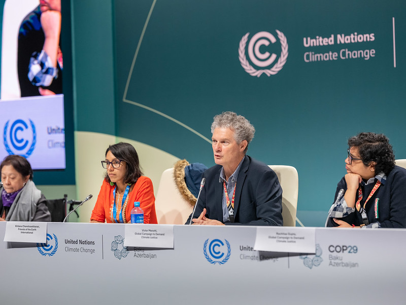 Un panel durante il lavori del 18 novembre dell 29° Conferenza sulle Parti - Cop29 - sui cambiamenti climatici